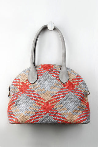 Contrasting Multicolor Woven Dome Bag