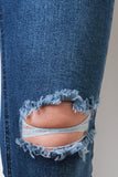 Ankle And Knee Ripped Capri Jeans