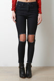 Cut Out Knee Frayed Skinny Jeans