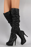 Almond Toe Slouchy Shaft Over-The-Knee Boots