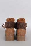 Bamboo Combat Sweater Cuff Lace-Up Booties