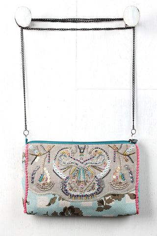 Sequin Beaded Floral Canvas Bag