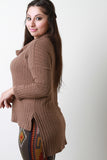 Cowl Neck Long Sleeves High Low Sweater Top