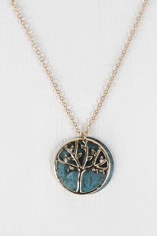 Antique Matte Turquoise Tree Necklace