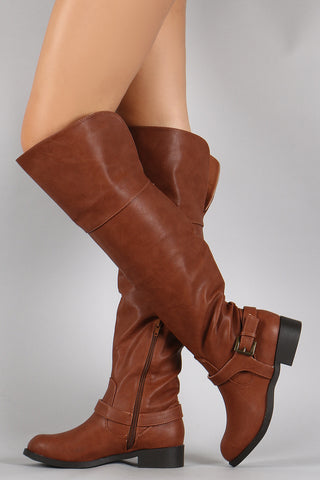 Wild Diva Lounge Buckled Hardness Over-The-Knee Boots