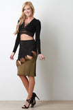 Clawed Twisted Front Midi Skirt
