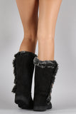 Bamboo Faux Fur Three Button Toggle Boots