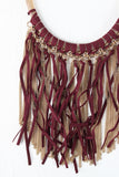 Chain And Suede Fringe Mesh Tube Necklace