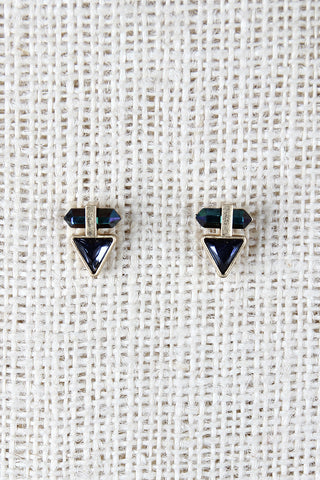 Triangle Crystal Gem Stud Earrings