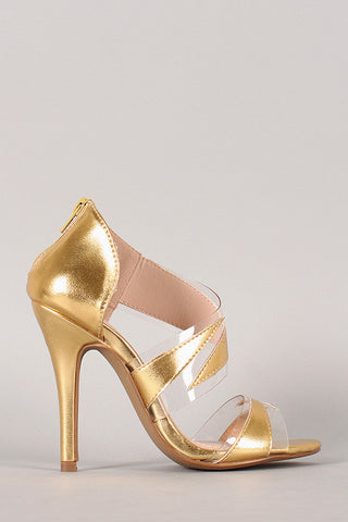 Liliana Metallic Lucite Open Toe Dress Heel