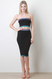 Ribbed Strapless Knit Dress Skirt