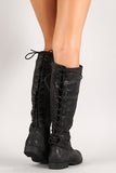 Nubuck Back Lace Up Knee High Riding Boot