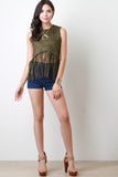 Faux Suede Fringe Top