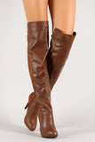 Breckelle Solid Round Toe Stiletto Thigh High Boot