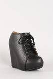 Leatherette Lace Up Platform Wedge