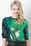 Iridescent Sequin Pullover Top