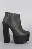 Perforated Lug Sole Chunky Platform Ankle Boots