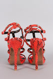 Wild Diva Lounge Snake Studded Cage Open Toe Heel