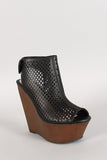 Bamboo Perforated Faux Wood Platform Wedge