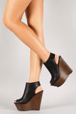 Bamboo Perforated Faux Wood Platform Wedge