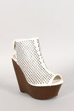 Bamboo Perforated Faux Wood Platform Wedge