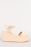 Bamboo Nubuck Open Toe Platform Wedge