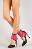 Liliana Neon Perforated Ankle Cuff Pointy Toe Stiletto Pump