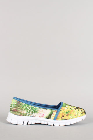 Misbehave Watercolor Painting Round Toe Loafer Flat