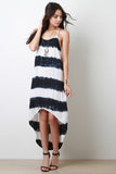 Striped High-Low Maxi Dress