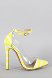 Striped Lucite Pointy Toe Stiletto Pump