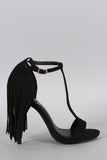 Privileged Suede Fringe T-Strap Heel