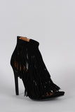 Shoe Republic LA Suede Fringe Open Toe Heel