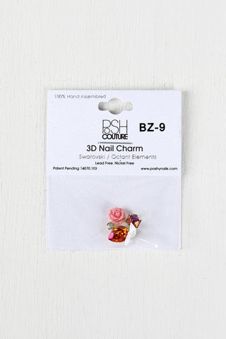 Multicolor Rose and Cube Cluster Reusable Nail Charm