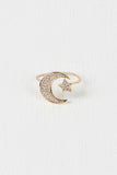 Rhinestone Moon and Star Ring