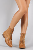 Bamboo Pointy Toe Flat Lace Up Boot