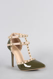 Wild Diva Lounge Studded Straps Pointy Toe Pump