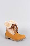 Shearling Cuff Hiking Ankle Boots