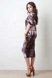 Vertical Tie Dye Asymmetrical Dolman Midi Dress