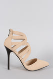 Anne Michelle Nexus Cage Pointy Toe Nubuck Pump