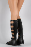 Soda Strappy Caged Lace Up Gladiator Knee High Flat Sandal