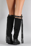 Vegan Leather Fringe Tassel Riding Boots