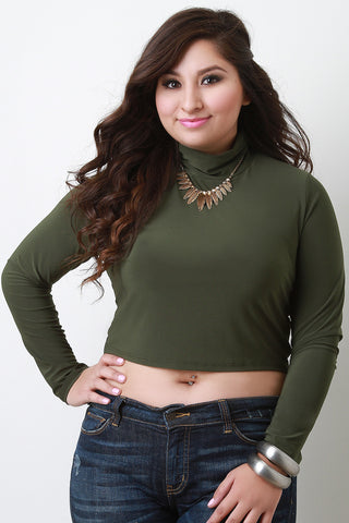 Plus Size Turtle Neck Crop Top