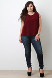 Plus Size Textured Chiffon Sleeveless Top