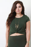 Knotted Cap Sleeves Crop Top