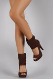 Fold Over Cuff Peep Toe Mid Calf Platform Pump