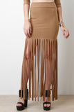 Fringe Accent Maxi Skirt