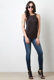 Sleeveless Fringe Vegan Suede Top