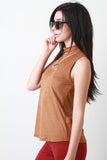 Suede Mock Neck Sleeveless Top