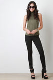 Suede Mock Neck Sleeveless Top