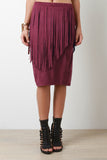 Fringe Tier Suede Skirt